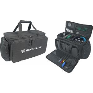 imageRockville UTBAG10 DJ UtilityCable Bag 10 Compartments Padded Straps WaterResistant Lockable Zippers Perfect for DJs Events Gear amp Cables