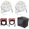 imageRockville 2 RockPAR50 LED RGB Compact Par Can DJClubStage DMX Wash Light  White Bundle with Rockville RDX3M25 RDX3M10 3 Pin DMX Lighting Cables amp RLB90 Universal Travel Bag 5 Items