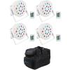 imageRockville Battery PAR 50 Bundle 4 White Rechargeable LED DMX DJ Club Wash UpLights with Remote RLB30 Bag for 4 Slim Par Lights Controller amp Accessories 5Items