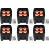imageRockville Best PAR 50 24W Rechargeable Par Can Wash Light Wireless DMX 6in1 RGBWAUV LEDs 4400mAh Battery for DJs and Event Lighting 6Piece