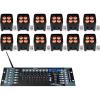 imageRockville Best PAR 50 Bundle 12 Rechargeable Par Can Wash Lights with Wireless DMX RGBWA UV ROCKFORCE W2 192Channel Wireless 24GHz DMX Lighting Controller 13Items
