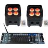 imageRockville Best PAR 50 Bundle 2 Rechargeable Par Can Wash Lights wWireless DMX RGBWAUV ROCKFORCE W2 192Channel 10W Wireless 24GHz DMX Lighting Controller 3Items