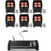 imageRockville Best PAR 50 Bundle 6 Rechargeable Par Can Wash Lights wWireless DMX RGBWAUV ROCKFORCE W4 384Channel Wireless DMX Lighting Controller wMIDI 7Items
