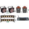 imageRockville Best PAR 60 Bundle 2 Rechargeable Par Can Wash Lights 2 RockWedge LED RGBWA UV Par Lights 2 Best Strip 60 Rechargeable Wash Bars ROCKFORCE W2 DMX Lighting Controller 7Items