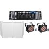 imageRockville Best PAR 60 Bundle 2 Rechargeable Wireless DMX RGBWAUV LED Wash Lights RFAAW DJ Event Facade with Travel Bag amp Scrim ROCKFORCE 192Channel DMX Lighting Controller 4Items
