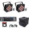 imageRockville Best PAR 60 Bundle 2 Wireless RGBWAUV LED Wash Lights RLB40 Padded Travel Bag 2 LC70 Heavy Duty CClamps ROCKFORCE 192 Lighting Controller RDX3M25 DMX Cable 7Items