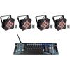 imageRockville Best PAR 60 Bundle 4 Rechargeable Par Can Wash Lights wWireless DMX RGBWA UV ROCKFORCE W2 192Channel Wireless DMX Controller 5Items