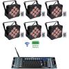 imageRockville Best PAR 60 Bundle 6 Rechargeable RGBWA and UV Par Wash Lights with Wireless DMX 13200mAh Battery 9x6W LEDs ROCKFORCE W2 192Channel 24GHz Wireless DMX Lighting Controller 7Items