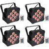 imageRockville Best PAR 60 Rechargeable Par Can Wash Light with Wireless DMX RGBWAUV Color Mixing for DJ Events and Stage Lighting 4 Piece