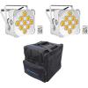 imageRockville Best PAR 60 White Bundle 2 RGBWAUV Battery Powered Wireless DMX Wash Par Lights RLB40 Padded Travel Bag 3Items