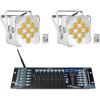imageRockville Best PAR 60 White Bundle 2 RGBWAUV Battery Powered Wireless DMX Wash Par Lights ROCKFORCE W2 192Channel Wireless DMX Lighting Controller 3Items