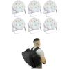 imageRockville RockPAR50 Bundle 6 LED RGB Compact Par Can DMX Wash Lights White RLBP6 Padded Backpack for 6 Par Lights 7Items
