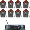 imageRockville RockWedge Bundle 8 RockWedge 54Watt RGBWAUV Rechargeable Wireless DMX Par Lights ROCKFORCE W2 192Channel Wireless 24GHz DMX Lighting Controller 9Items