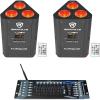 imageRockville RockWedge LED Bundle 2 54W RGBWAUV Battery Powered Wireless DMX Par Lights with Remotes Sound and Auto Modes ROCKFORCE W2 192 Channel 24GHz DMX Lighting Controller 3Items