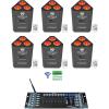 imageRockville RockWedge LED Bundle 6 54Watt RGBWA UV Rechargeable Battery Par Lights ROCKFORCE W2 192Channel Wireless 24Ghz DMX Lighting Controller IRC Remote 7Items