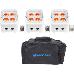 image3 Rockville Best PAR 50 White Rechargeable Par Lights Wireless DMXRGBWAUVBag