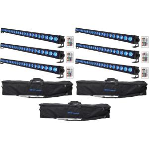 image6 Rockville Battery Strip 24 Rechargeable RGBW DMX DJ Wash Light BarsCarry Bags