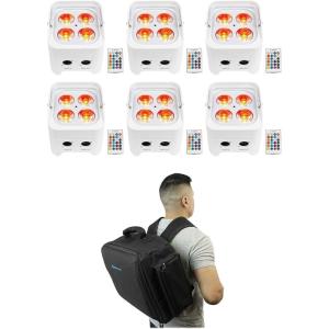 image6 Rockville Best PAR 50 White Rechargeable Wash Lights wWireless DMXBackpack