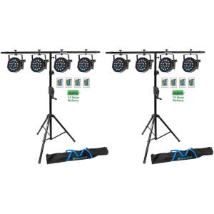imageRockville Battery PAR 50 Bundle 8 Rechargeable LED DMX Wash UpLights 2 RVCS2 HeavyDuty Crankup Tripod Stands with Bag 2 RCS52 Universal Lighting Cross Bars Adjustable 575 ft 12Items