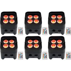 imageRockville Best PAR 50 24W Rechargeable Par Can Wash Light Wireless DMX 6in1 RGBWAUV LEDs 4400mAh Battery for DJs and Event Lighting 6Piece