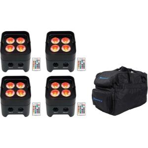 imageRockville Best PAR 50 Bundle 4 Rechargeable Par Can Wash Lights with Wireless DMX RGBWA UV RLB30 Carry Bag for Slim Par Lighting Accessories 5Items