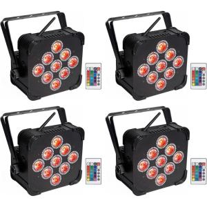 imageRockville Best PAR 60 Rechargeable Par Can Wash Light with Wireless DMX RGBWAUV Color Mixing for DJ Events and Stage Lighting 4 Piece