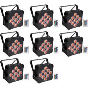 imageRockville Best PAR 60 Rechargeable Par Can Wash Light with Wireless DMX RGBWAUV Color Mixing for DJ Events and Stage Lighting 8 Pieces