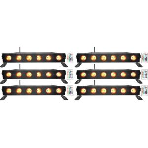 imageRockville Best Strip 60 36Watt RGBWAUV Battery Powered Strip Wash Light Bar Wireless DMX 512 Receiver IRC Remote Control Included for Stage Uplighting DJs Events 6piece