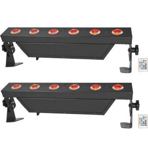 imageRockville Best Strip 60 Rechargeable LED Wash Light Bar Wireless DMX RGBWAUV 8800mAh Battery 6500 Lux IRC Remote for DJs Stage and Event Lighting 2Piece