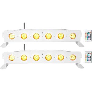 imageRockville Best Strip 60 White Rechargeable Wash Light Bar RGBWA UV Wireless Control for DJs Stage and Events 2Piece