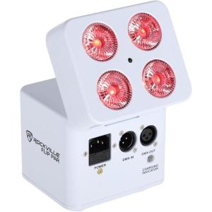imageRockville FLIP PAR White Battery Par Can Wash Light wWireless DMX4 Group WiFi App 15 Hour Battery Easy Angle AdjustmentWhite