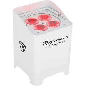 imageRockville Wet PAR WC White 108W LED Wash Light IP65 WaterResistant Rechargeable Wireless DMX App Control RGBWAUV for DJ Events and Outdoor PartiesWhite