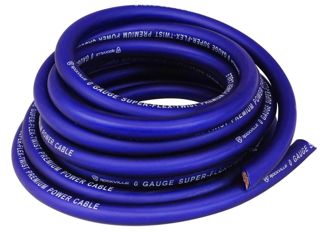 imageRockville Car Audio Bundle RFC50F v2 50 Farad Capacitor with Blue Voltage Display RWK01 0Gauge Complete Amp Installation Kit with RCA Cables 2Items