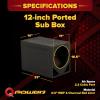 imageQPower Single Triangle Car Audio Ported Subwoofer Box Fits Most 12Inch Subwoofers  Deep Bass MDF Enclosure with Bed Liner Finish Tuned to 54 Hertz 22 Cu Ft Air Space