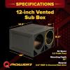 imageRockville RQ12TB Dual 12 36 cuft Triangle Ported Subwoofer Enclosure Bed Lined Finish SpringLoaded Terminals for Car Audio Enthusiasts