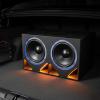 imageRockville RQ12TB Dual 12 36 cuft Triangle Ported Subwoofer Enclosure Bed Lined Finish SpringLoaded Terminals for Car Audio Enthusiasts