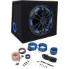 imageRockville RVB121A Bundle 12 in 500Watt Peak  300Watt RMS Active Powered Car Subwoofer Enclosure RWK10 10Gauge Amplifier Wiring Installation Kit 2Items