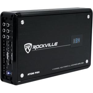 imageRockville ATOM P20 MarineATVCar Amplifier 1600W 4Channel ClassAB Bluetooth DynoCertified Volt Meter Perfect for Boats ATVs and Car Audio440w