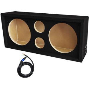 imageRockville CH103SP Chuchero Car Audio Enclosure for 2 10 Mids and 2 3 Tweeters Durable MDF Build Black Carpet Finish 12ft Speakon Cable Included for Car Audio Enthusiasts and DJs