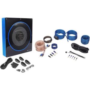 imageRockville Car Audio Bundle RW10CA 10 800Watt Slim Powered Under Seat Subwoofer Low Profile Design RWK10 10Gauge Complete Amp Installation Kit 2Items