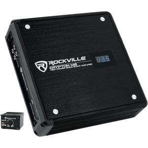 imageRockville KRYPTONM0 Mono Car Amplifier 1 Ohm 1400W ClassD EQ Low Pass Filter DynoCertified Bass Remote Perfect for Subwoofers and Car Audio