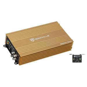 imageRockville RD6001 2400W Peak  600W RMS Mono 1Ohm Car Amplifier ClassD Metal Bass Remote wClip Indicator Low Pass amp Subsonic Filters Compact amp HighEfficiency Ideal for SubwoofersGold