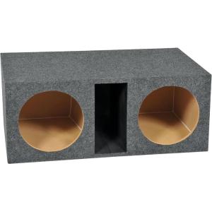 imageRockville RDV12VL Dual 12 Vented Subwoofer Enclosure 34 MDF XL Sub Box Made in USA Black Carpet Gold Spring Terminals for Car Audio Systems