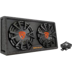 imageRockville RG212CA 2000W Dual 12 Powered Car Subwoofer Enclosure 4Ohm Slim Vented Builtin Amplifier Black
