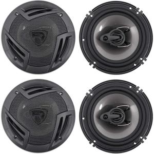 imageRockville RV63A MAX 65 3Way Car Speakers 750W Peak  150W RMS 4 Ohm Polypropylene Woofer Butyl Rubber Surround with Grilles CEA Compliant for Nissan Maxima 4Piece