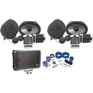 imageRockville RV682C Bundle 4 6x8  5x7 Component Car Speakers 1800W Peak340W RMS RXAF1 4Channel Amplifier RWK42 4 Gauge Amp Wiring Kit with RCA Cables for Car Audio Systems 6Items