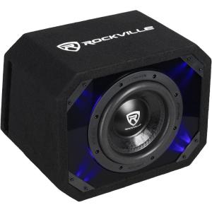 imageRockville SV8K6D2 8 1400W K6 Car Subwoofer 2Ohm  Plexi Enclosure in Vented MDF Box Selectable BlueWhite LED8 1 Ohm