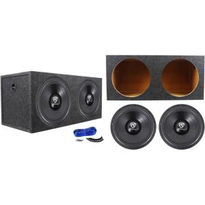 imageRockville W15K6D2 V2 Bundle 2 15in 4000W peak1000W RMS Car Audio Subwoofers 8000W Peak Pair RD15 Dual 15 in Sealed Car Sub Enclosure K2 Installation Kit w14 AWG Wire 4Items