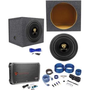 imageRockville W15K9D2 Bundle 15 5000W Peak 1250W RMS Dual 2Ohm Car Subwoofer KryptonM3 4000Watt Mono Amplifier RGS15 15 Sealed Sub Enclosure RWK41 4Gauge Amp Wiring Kit 5Items