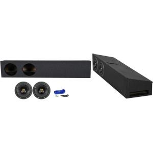 imageRockville W8K9D4 Bundle 2 8 in 2000W Peak 500W RMS Car Audio Subwoofers Dual 4Ohm Dual 8 in Subwoofer Box for 2009Up Ford F150 Super Crew Sub Box Installation Kit 4Items